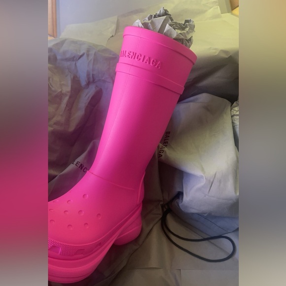 Balenciaga Shoes - BALENCIAGA Pink Croc Boots
